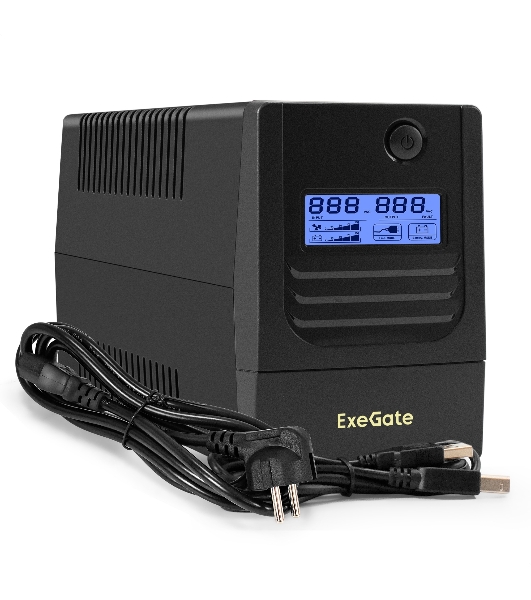 Источник бесперебойного питания ExeGate Smart LB-1000.LCD.AVR.4C13.USB (1000VA/650W, LCD, AVR, 4*C13, USB, батарея 12V 9Ah, черный)
