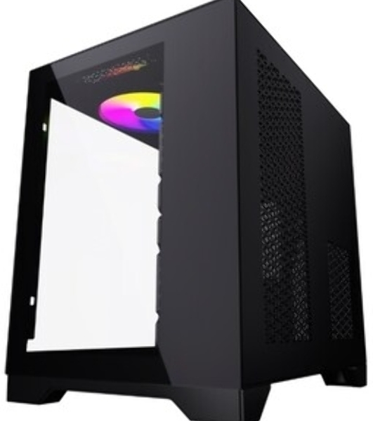 Компьютерный корпус Powercase Vision Micro, Black, Tempered Glass, 4х 120мм 5-color fan, черный, mATX (CVBM-L4)