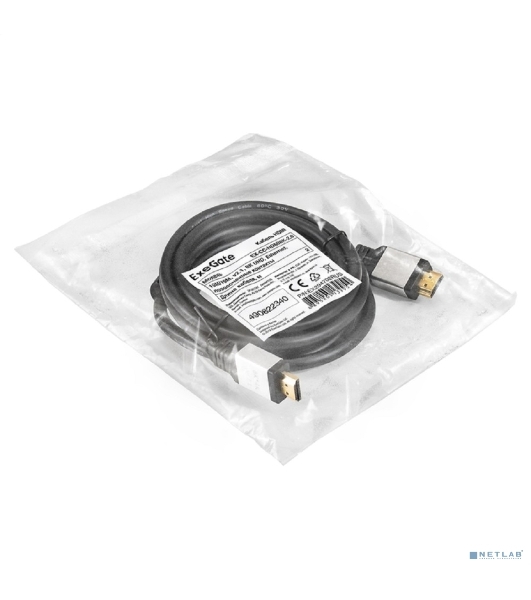 Кабель HDMI ExeGate EX-CC-HDMI8K-2.0 (19M/19M, v2.1, 2м, 8K UHD, Ethernet, позолоченные контакты)