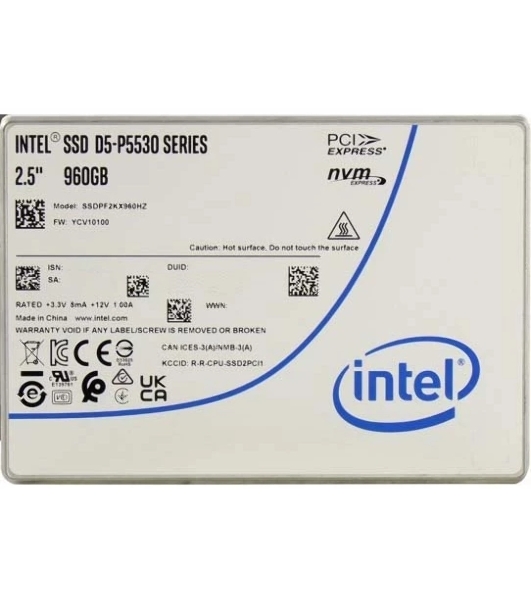 Накопитель SSD Intel D5-P5530, 960Гб, 2.5', PCIe 4.0 x4, NVMe, U.2, R/W 5500/1600