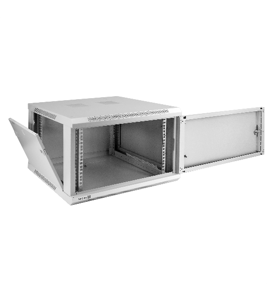 Шкаф телекоммуникационный 19' настенный 6U ExeGate EC-WM-6U.600.M.GREY (19', 6U, 600x600x370 мм (ШхГхВ), передняя дверь металл, съемные боковые панели, пыле- и влагозащита IP23, светло-серый RAL 7035)
