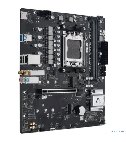 Материнская плата ASUS A620M-F GAMING WIFI, AM5, AMD A620, 2xDDR5, 2xM.2, 1xPCIe 4.0 x16, 1xHDMI, 1x2.5Gb LAN, Wi-Fi 6E, Bluetooth 5.3, 2xUSB-A 5Gbps, 2xUSB-A 2.0, 3x3.5 мм, 7.1, mATX