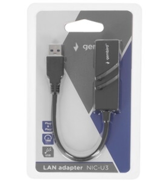 Сетевой адаптер Ethernet Gembird NIC-U11, USB 3.0 - Gigabit Ethernet adapter, пластик, белый, RTL8153