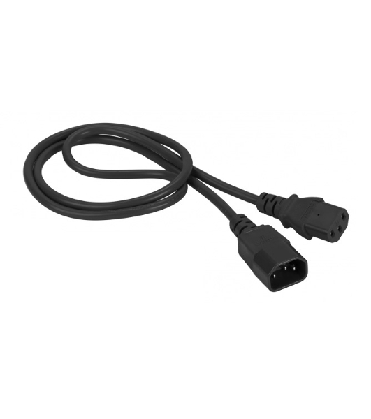 Шнур питания C13-C14, 3х0.75, 220В, 10А, черный, 1 м