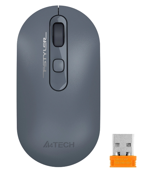Мышь беспроводная A4Tech Fstyler FG20 пепельный/синий, 2000 dpi, радиоканал, USB, кнопки - 4
