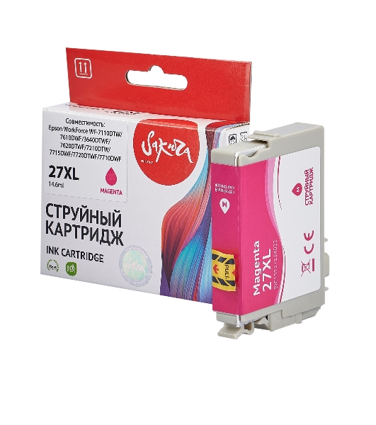 Картридж струйный Sakura C13T27134022 (27XL Magenta) для Epson, пурпурный, 14,6 мл., 1100 к.
