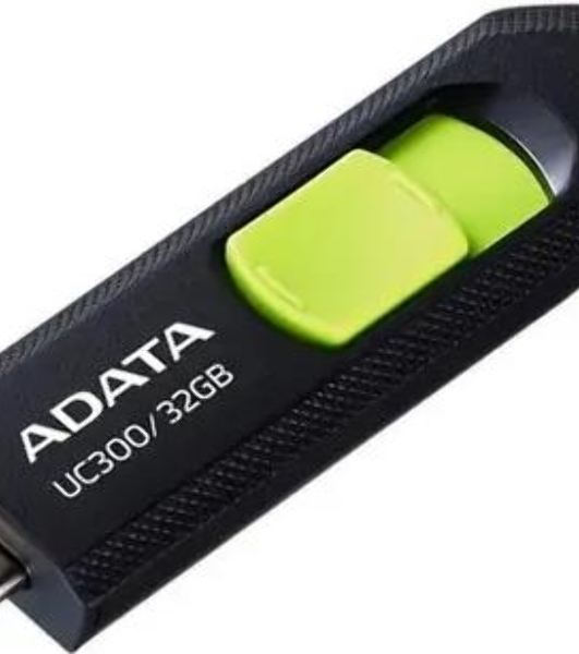Флешка USB ADATA UC300 (ACHO-UC300-32G-RBK/GN), 32Gb, Type-C USB 3.2, R/W 100/30, черный/зеленый