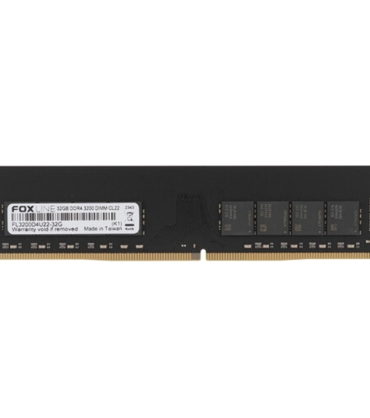 Оперативная память Foxline, DDR4, 32GB (1x32 GB), 3200 MHz, CL22, DIMM