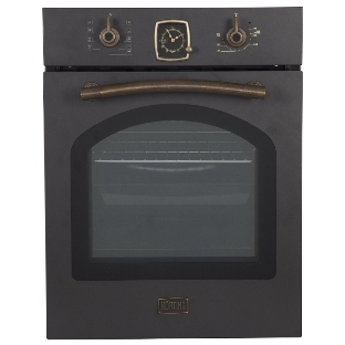 Встраиваемая электрическая духовка Korting OKB 4941 CRN/59.6 х 45 x 55 см, Духовой шкаф в ретро-дизайне, ширина 45 см, аналоговые часы в классическом стиле Frank Muller, таймера с функцией отключения, 9 режимов нагрева, объем духовки 45 л, телескопические направляющие на одном уровне, двухслойное остекление, каталитическая самоочистка, автоматическое отключение, в комплекте: 2 противня, хромированная решетка, цвет - черный; цвет ручек - бронза