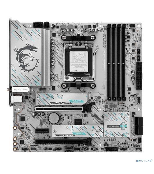 Материнская плата MSI B850M GAMING PLUS WIFI, AM5, AMD B850, 4xDDR5, 4xSATA, 2xM.2, 1xPCIe 5.0 x16, 1xPCIe 4.0 x4, 1xPCIe 3.0 x1, 1xDP, 1xHDMI, 1x5Gb LAN, Wi-Fi 7, Bluetooth 5.4, 3xUSB-C 10Gbps, 3xUSB-A 10Gbps, 3xUSB-A 5Gbps, 3x3.5 мм, 7.1, mATX