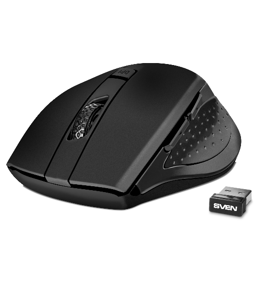 Мышь беспроводная SVEN RX-425W черный, 1600 dpi, радиоканал, USB, кнопки - 6