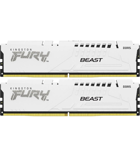 Оперативная память Kingston Fury Beast, DDR5, 32Gb (2x16 Gb), 5600 MHz, CL36, DIMM, радиатор, белый