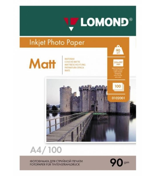 Фотобумага Lomond односторонняя матовая A4/90/100л.