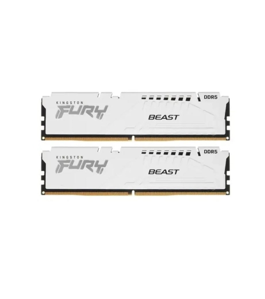 Оперативная память Kingston Fury Beast, DDR5, 32Gb (2x16Gb), 5600MHz, CL40, DIMM, с радиатором, белый