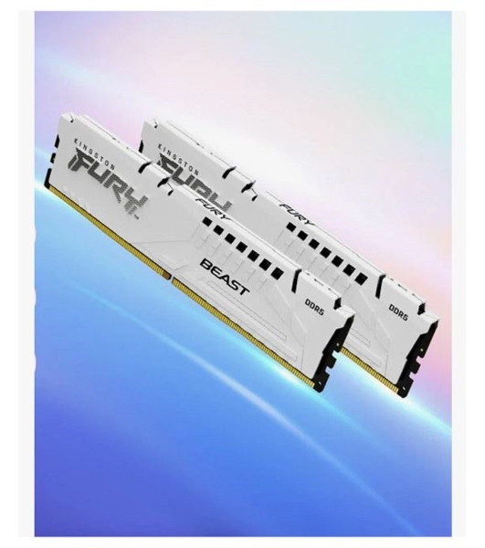 Оперативная память Kingston Fury Beast, DDR5, 32Gb (2x16Gb), 5600MHz, CL40, DIMM, с радиатором, белый