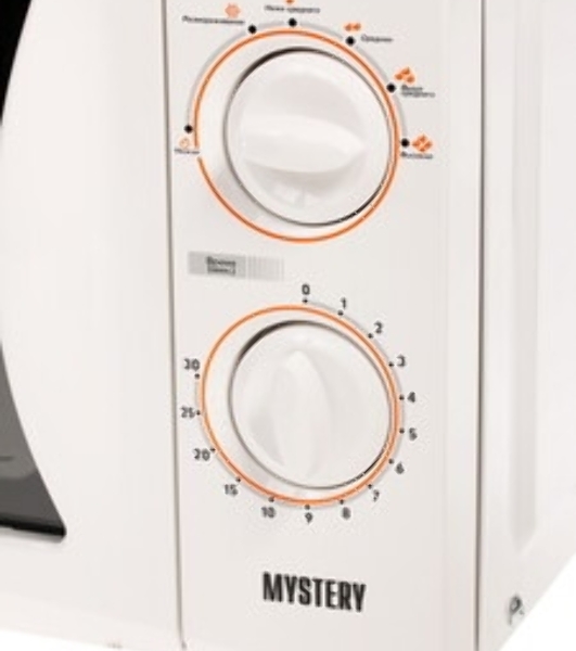 Микроволновая печь Mystery MMW-2013 белый, 20 л, 800 Вт, переключатели - поворотный механизм
