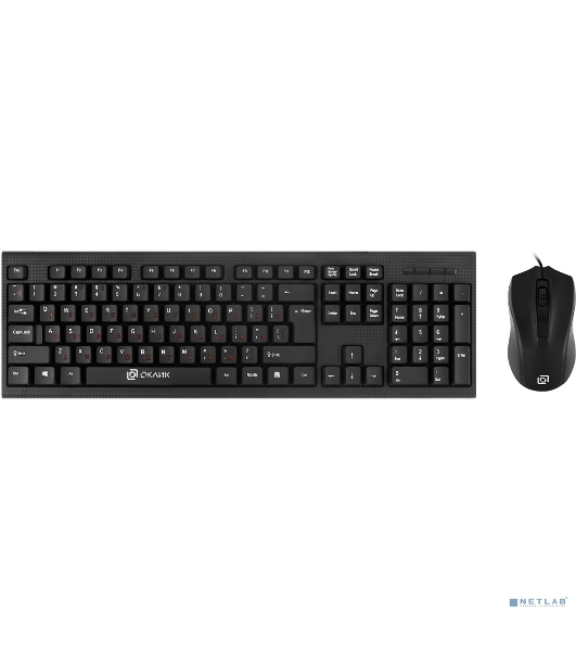 Комплект клавиатура+мышь Oklick 620M проводной, USB, 1200 DPI, чёрный