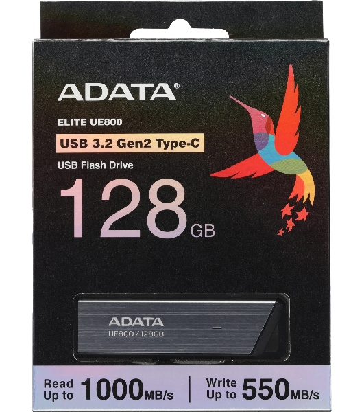 Флешка USB ADATA UE800 (AELI-UE800-128G-CSG), 128Gb, Type-C USB 3.2, R/W 1000/550, серебристый