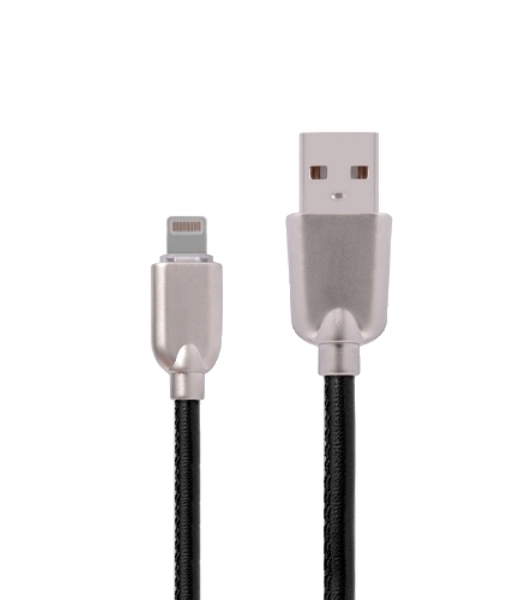 Кабель USB ACD-Allure Lightning - USB-A Кожа, 1м, черный
