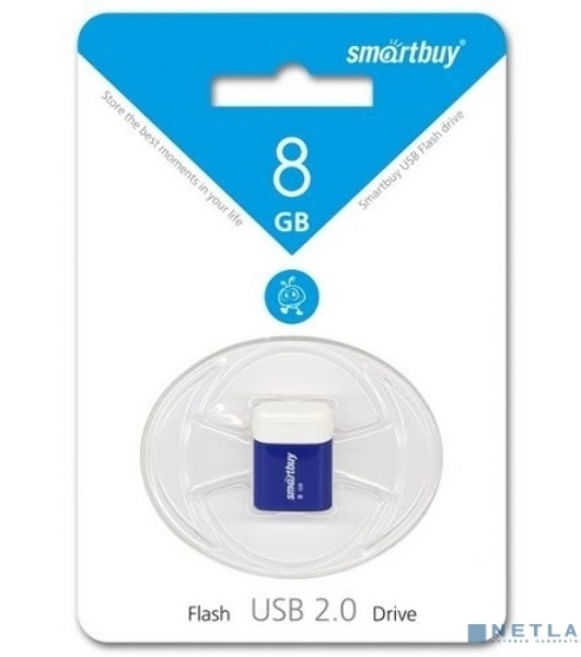 Флешка USB Smartbuy LARA Blue (SB8GbLara-B), 8Gb, USB 2.0, R/W 15/5, синий/белый