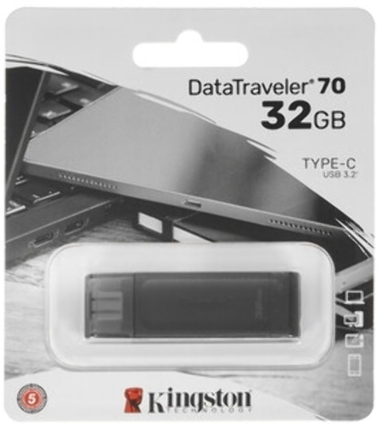 Флешка USB Kingston DataTraveler DT70 (DT70/256Gb), 256Gb, USB Type-C 3.2, R/W 70/45, черный