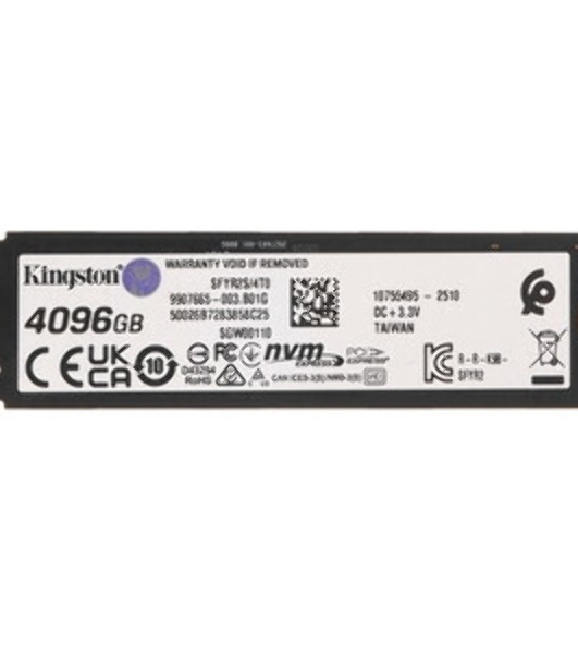 Накопитель SSD Kingston Fury Renegade, 4096Gb, M.2(22x80мм), NVMe, PCIe 5.0 x4, 3D TLC, R/W 14800/14000MB/s, IOPs 2 200 000/2 200 000, TbW 4000, DWPD 0.5 (12 мес)