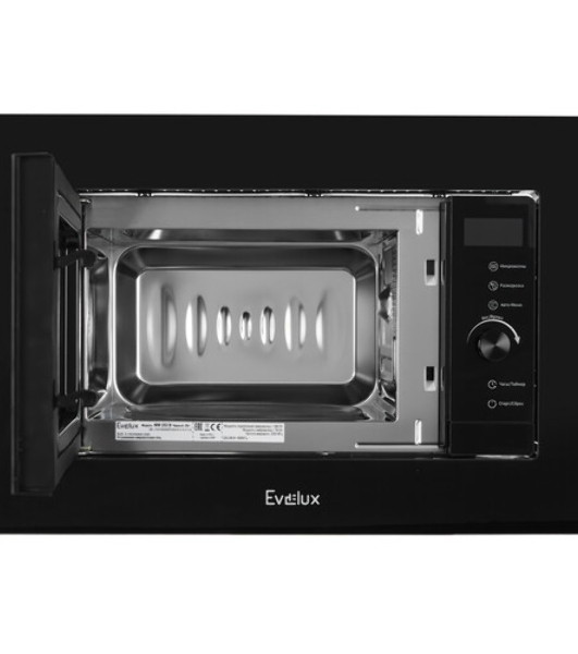 Встраиваемая микроволновая печь Evelux MW 253 B черный, 17 л, 700 Вт, поворотный механизм/сенсор
