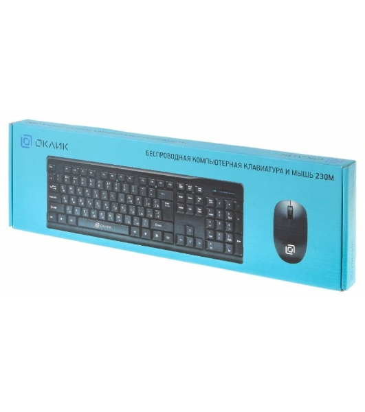 Комплект клавиатура+мышь Oklick 230M беспроводной, USB, 1000 DPI, чёрный