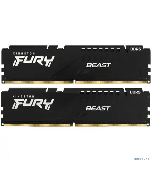 Оперативная память Kingston Fury Beast, DDR5, 32GB (2x16GB), 5600MHz, CL40, DIMM, с радиаторами, черный
