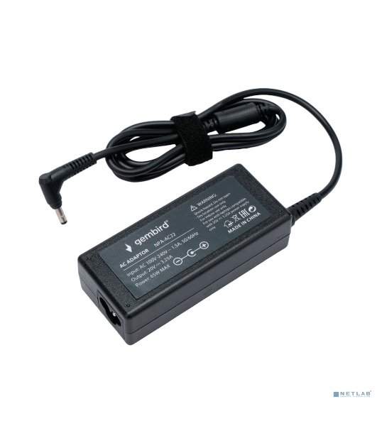 Блок питания Gembird для ноутбуков Lenovo 20В/3,25А, 65Вт, 1 штекер 4.0х1,7мм (NPA-AC22)