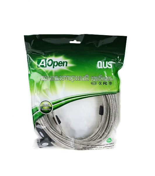 Кабель-адаптер Aopen/Qust USB2.0-repeater, удлинительный активный Am-->Af 20м (ACU823-20M) 6938510851345