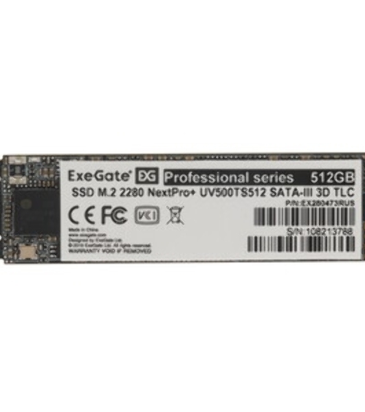 Накопитель SSD ExeGate NextPro+ UV500TS512, 512Gb, M.2 2280, SATA III, R/W 568/500