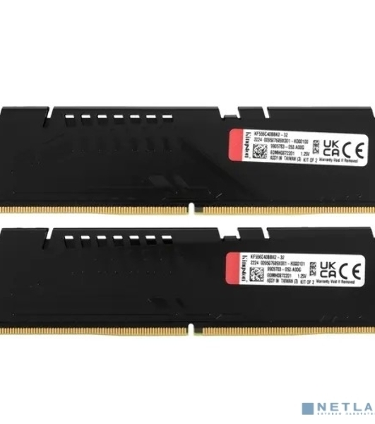 Оперативная память Kingston Fury Beast, DDR5, 32GB (2x16GB), 5600MHz, CL40, DIMM, с радиаторами, черный