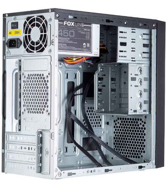 Корпус Foxline FL-733R-450W, Mini-Tower, чёрный, БП 450 Вт
