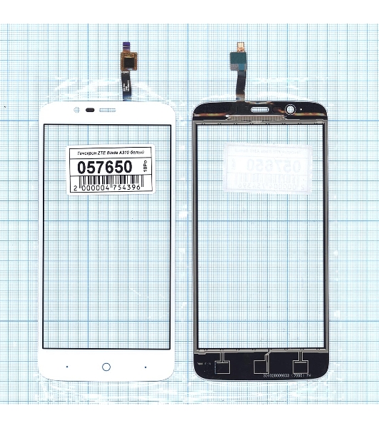 Сенсорное стекло (тачскрин) для ZTE Blade A310, белое