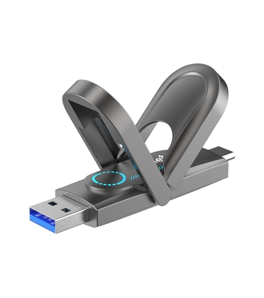 Флешка USB Netac US9 (NT03US9C-512G-32TA), 512Gb, USB 3.2 Gen2 Type-A/USB Type-C, R/W 1000/900, серебристый