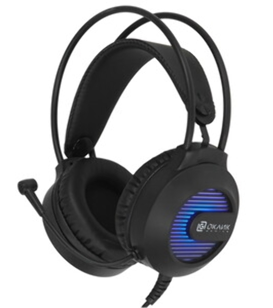 Гарнитура Oklick HS-L300G чёрный, проводная, 3.5 мм, подсветка