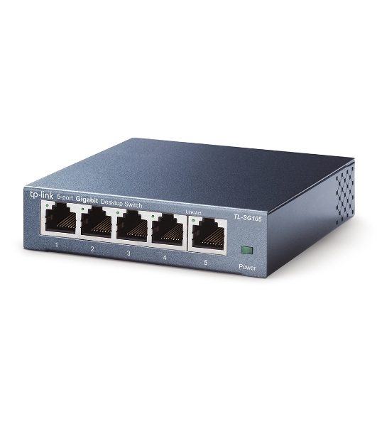 Коммутатор TP-Link SOHO TL-SG105 5-port Desktop Gigabit Switch, 5 10/100/1000M RJ45 ports, metal case