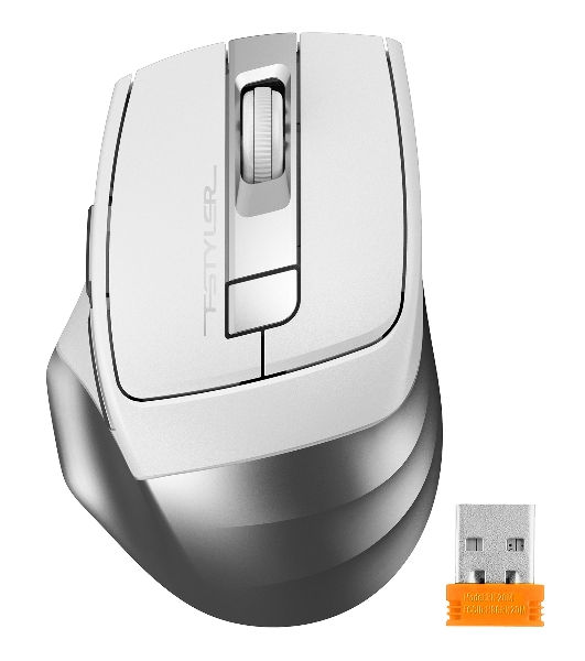 Мышь беспроводная A4Tech Fstyler FG35 серебристый/белый, 2000 dpi, радиоканал, USB, кнопки - 6