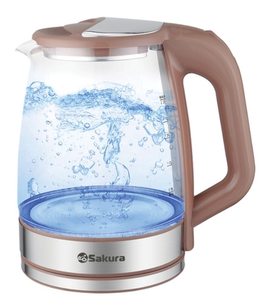 Чайник электрический Sakura SA-2722BR 2,2л,стекл,темный шоколад