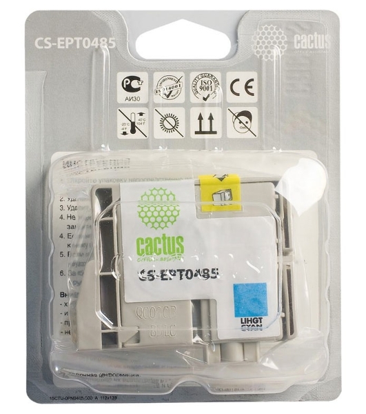 Картридж струйный Cactus CS-EPT0485 светло-голубой (14,4 мл) для Epson Stylus Photo R200/R220/R300/R320/R340/RX500/RX600/RX620/RX640