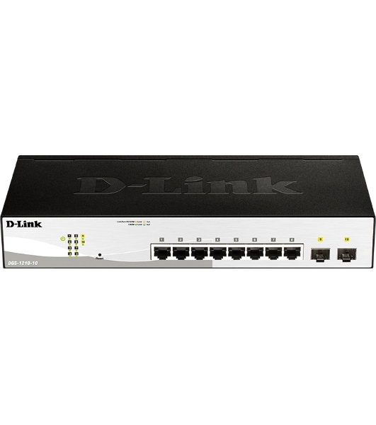 Коммутатор D-Link DGS-1210-10/F1A, 8×1 Гбит/с + 2×1 Гбит/с SFP, настраиваемый