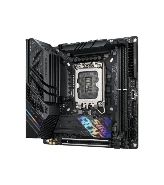 Материнская плата ASUS ROG STRIX B760-I GAMING WIFI, LGA 1700, Intel B760, 2xDDR5, 4xSATA, 2xM.2, 1xPCIe 5.0 x16, 1xHDMI, 1xDP, 1x 2.5Gb LAN, 3xUSB-A 2.0, 3xUSB-A 3.2 Gen 1, 1xUSB-C 3.2 Gen 1, 1xUSB-C 3.2 Gen 2x2, 5x3.5 мм, 7.1, Mini-ITX