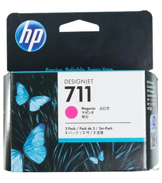 Картридж струйный HP №711 CZ135A пурпурный x3уп. для HP DJ T120/T520