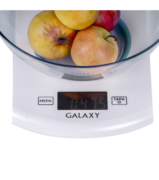 Весы кухонные Galaxy Line GL 2803, белый, пластик, максимальный вес 5 кг, ЖК-дисплей с подсветкой, цена деления 1 г
