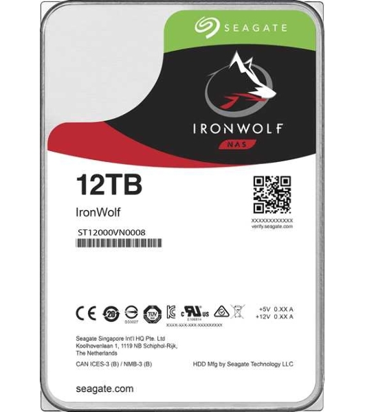 Жесткий диск Seagate Ironwolf ST12000VN0008, 12Tb SATA 6.0Gb/s, 7200 rpm, 256mb buffer, 3.5',для NAS