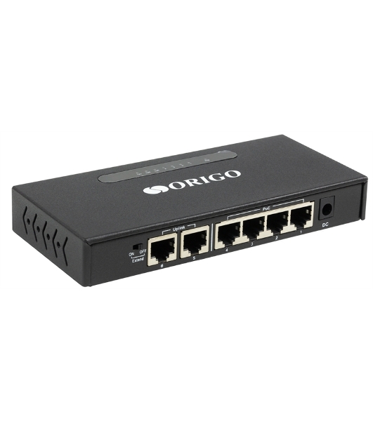 Коммутатор неуправляемый PoE ORIGO OS1206P/60W/A1A 4x100Base-TX PoE+, 2x100Base-TX, PoE-бюджет 60 Вт, корпус металл