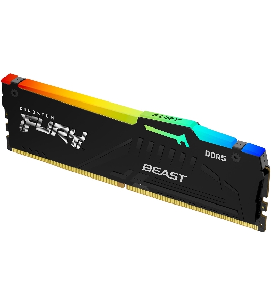 Оперативная память Kingston Fury Beast Black RGb, DDR5, 8Gb (1x8Gb), 5600MHz, CL36, DIMM, с радиатором, RGb, черный