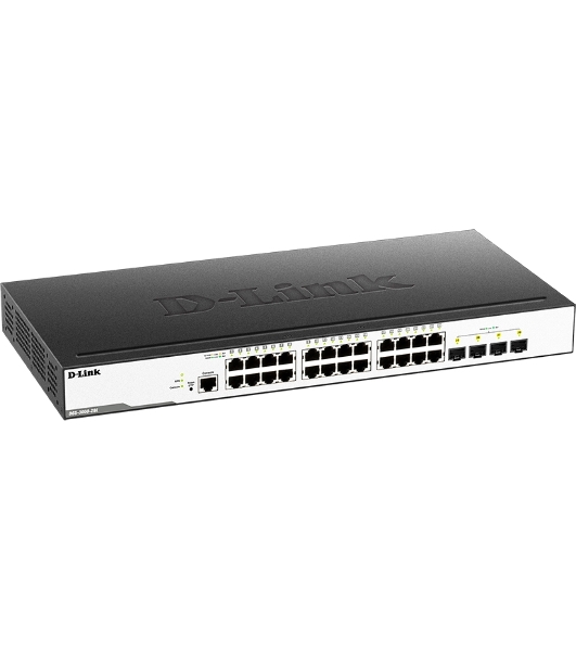 Коммутатор D-Link DGS-3000-28L/B1A, 24×1 Гбит/с + 4×1 Гбит/с SFP, управляемый