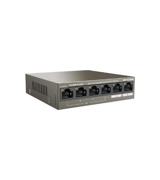 Коммутатор сетевой IP-COM G2206P-4-63W 4x10Base-T/100Base-TX/1000Base-T 2x1000Base-T PoE порты 4 Количество портов PoE+ 4 G2206P-4-63W